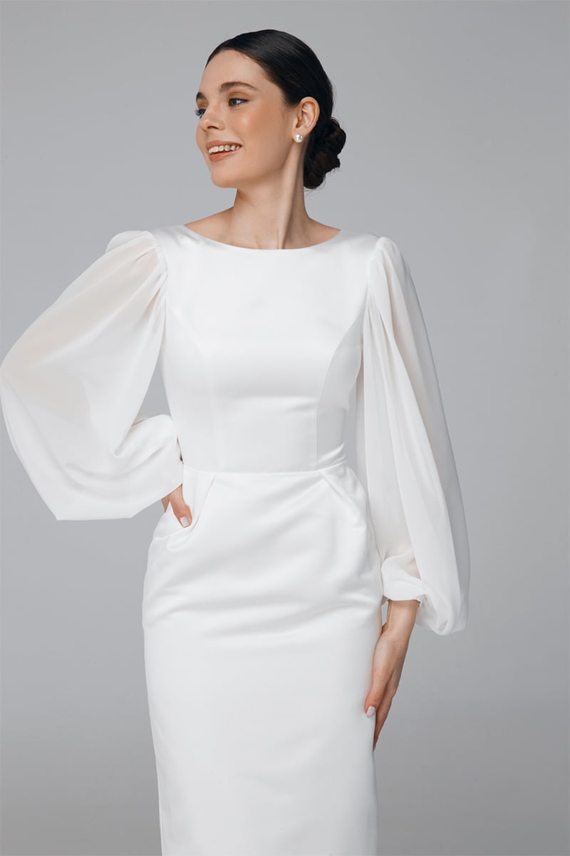 Lillia Long Sleeve Midi Dress | Jewelclues #color_white