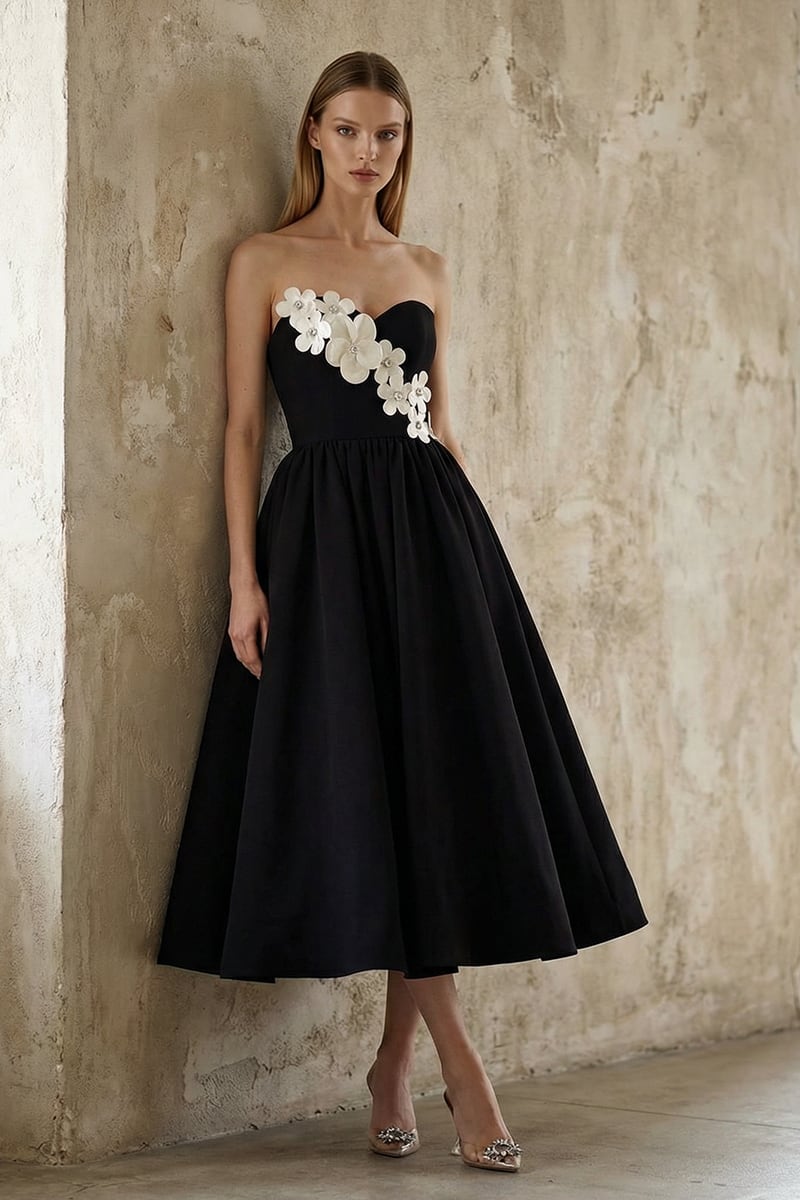 Liora Floral Appliqué Midi Dress | JewelClues