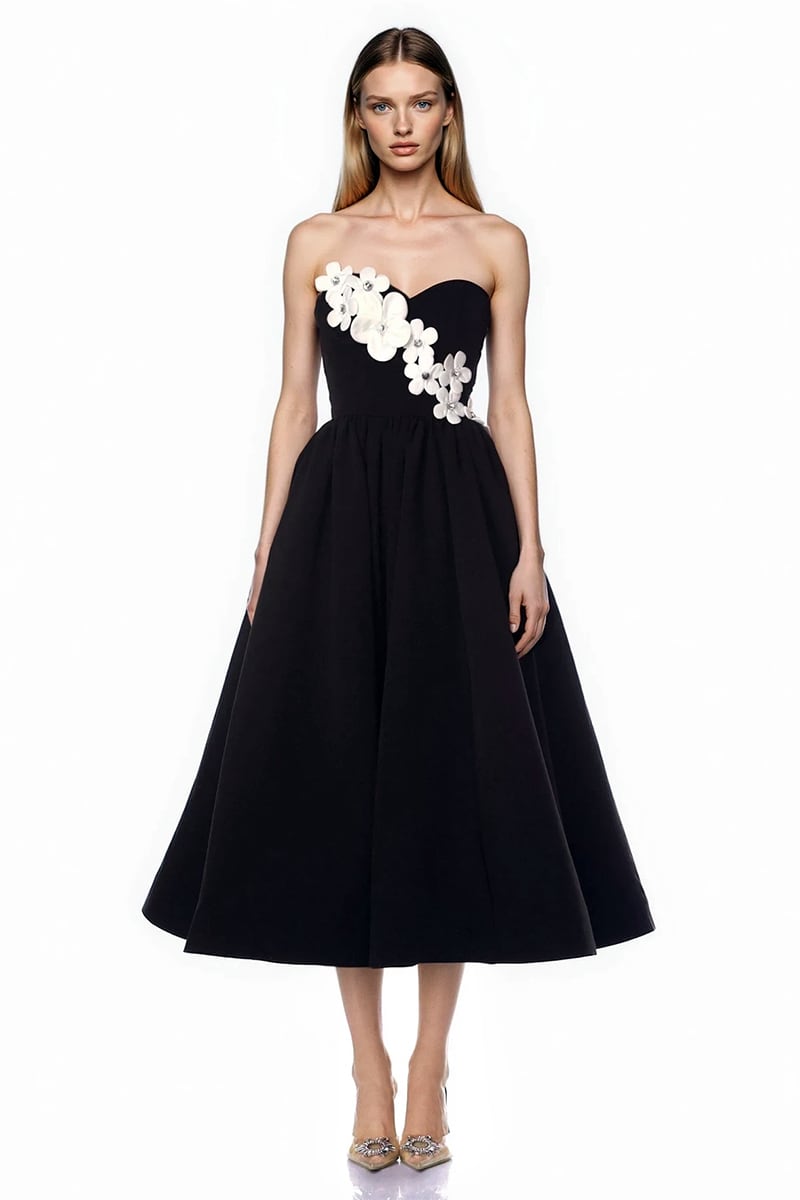 Liora Floral Appliqué Midi Dress | Jewelclues