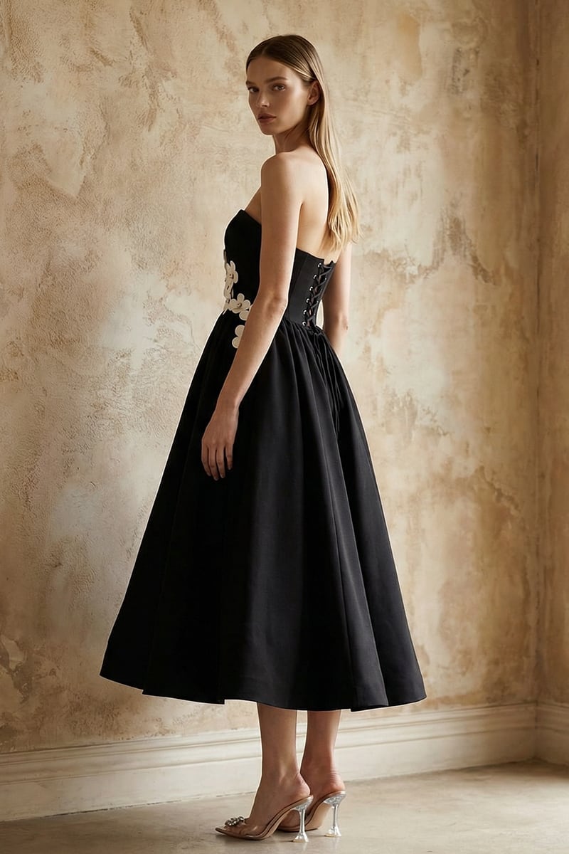 Liora Floral Appliqué Midi Dress | JewelClues