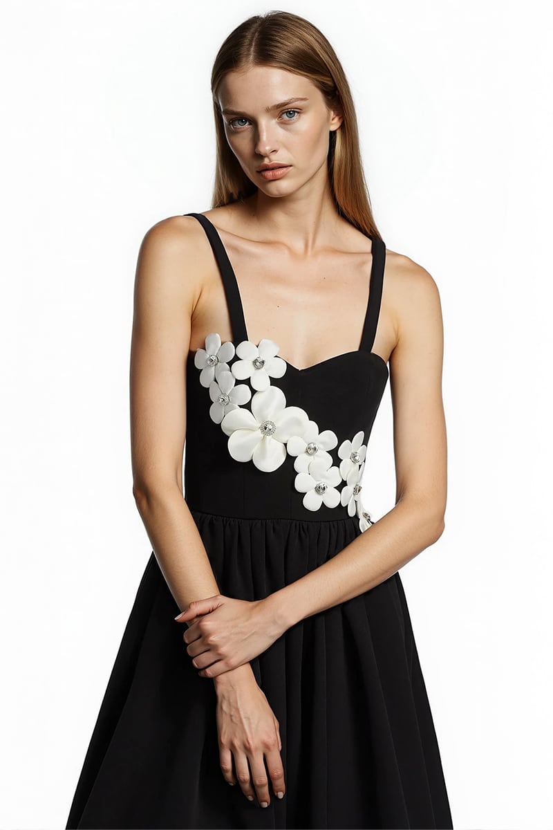 Liora Floral Appliqué Midi Dress | Jewelclues