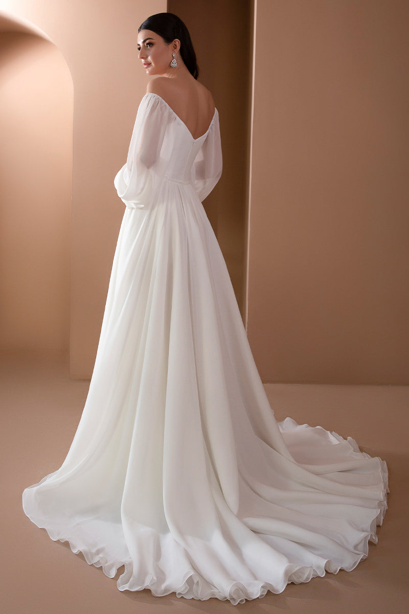 Louise A-Line Chiffon Wedding Dress | Jewelclues