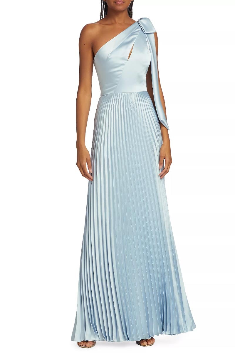 Lovely Evenings One-Shoulder Pleated Maxi Dress | Jewelclues #color_light blue
