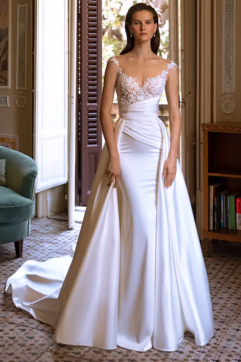 Color_White | Lovestruck Satin Wedding Dress | Jewelclues