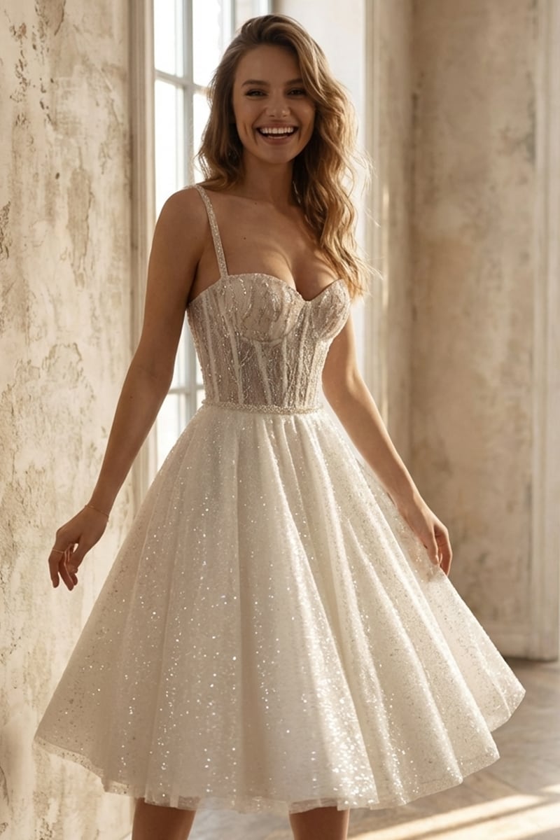 Lucienne Sparkly Knee-Length Dress | Jewelclues