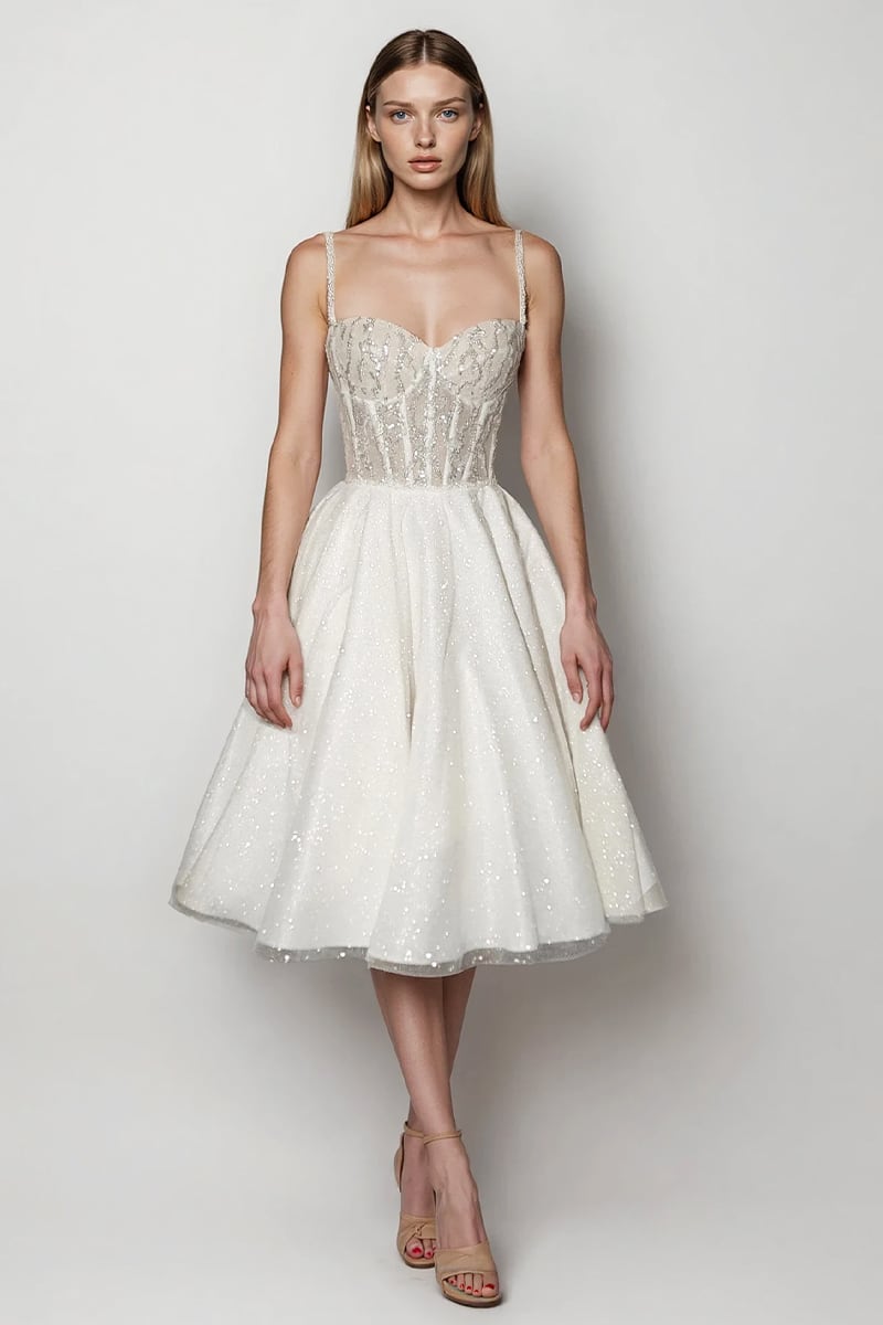 Lucienne Sparkly Knee-Length Dress | Jewelclues