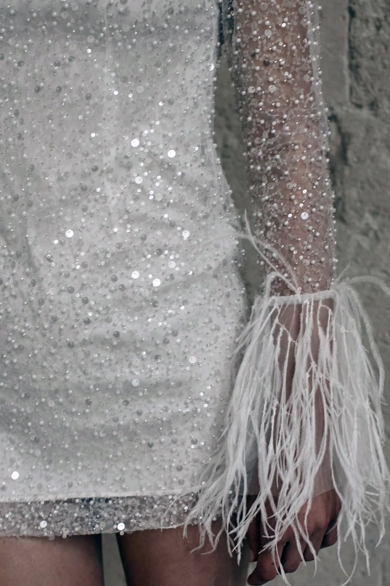 Luna Beaded Long Sleeve Mini Dress | Jewelclues 