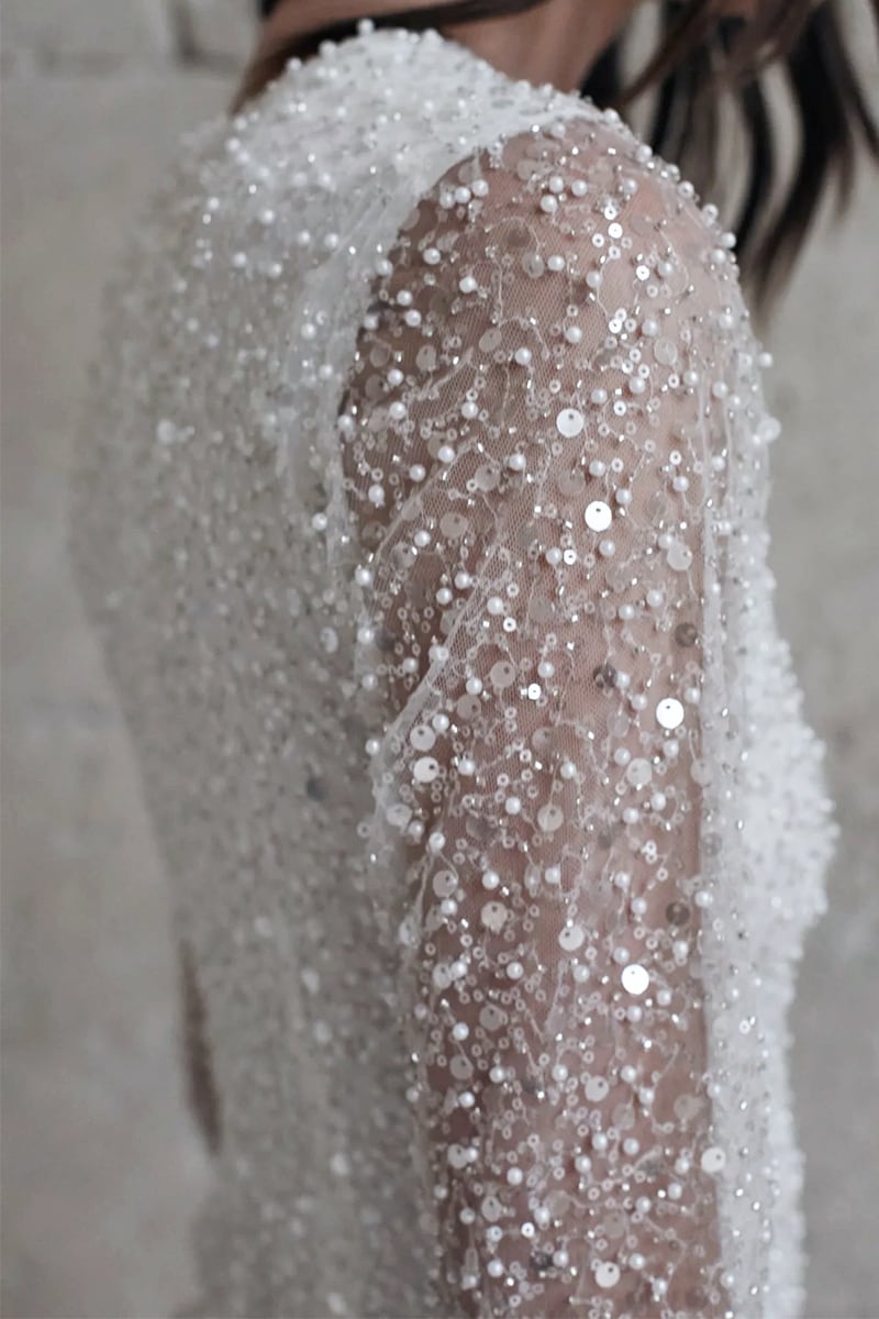 Luna Beaded Long Sleeve Mini Dress | Jewelclues 