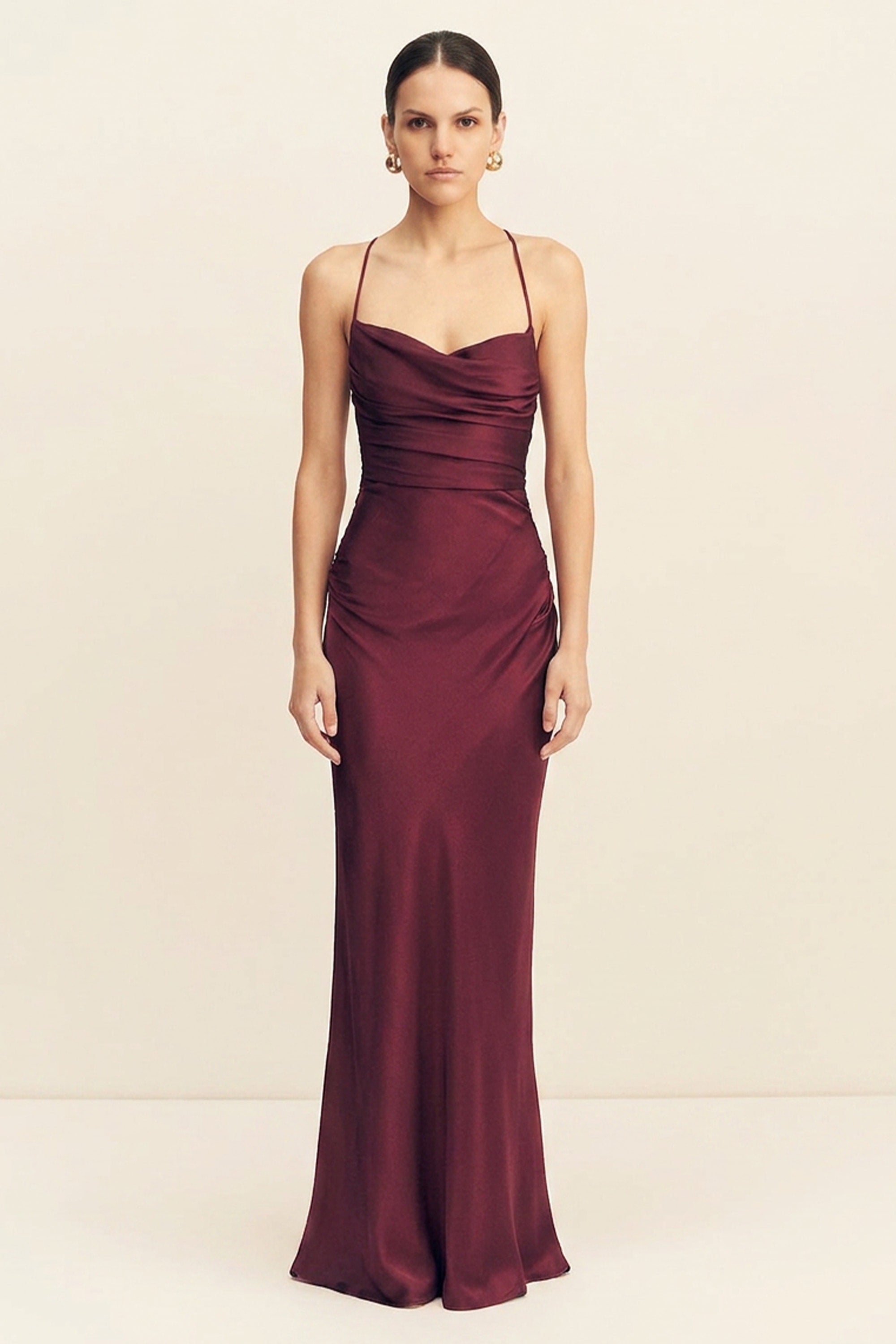 Lusilla Lace-Up Satin Maxi Dress | JewelClues