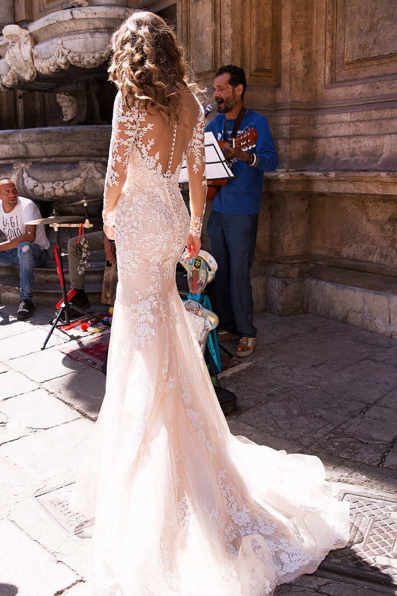 Maggie Long Sleeve Mermaid Wedding Dress | Jewelclues