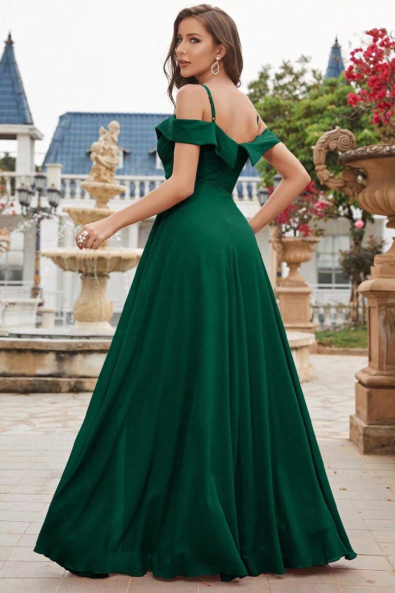 Magical Charm Chiffon Maxi Dress | Jewelclues #color_emerald green
