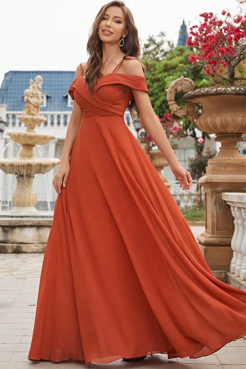 Magical Charm Chiffon Maxi Dress | Jewelclues #color_burnt orange