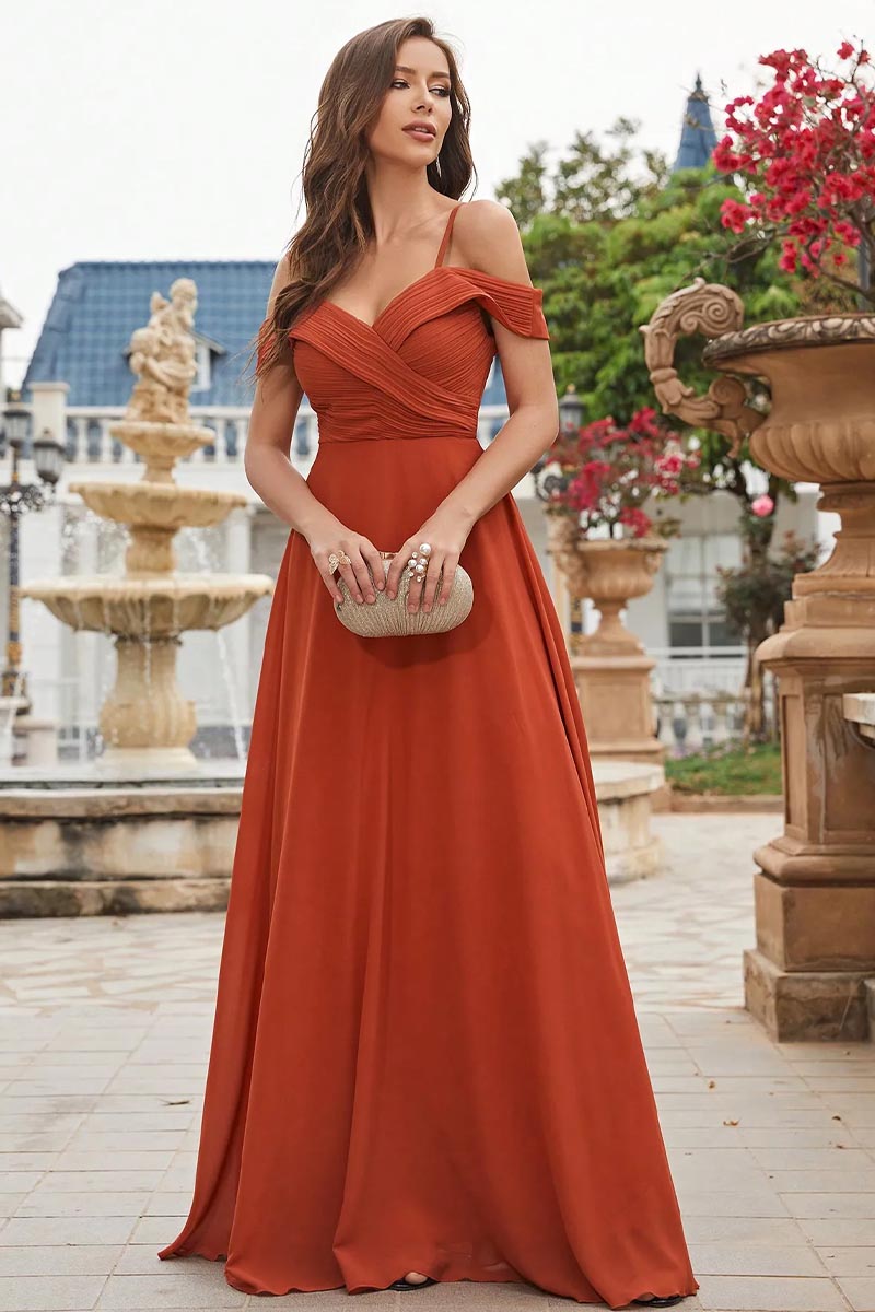 Magical Charm Chiffon Maxi Dress | Jewelclues #color_burnt orange