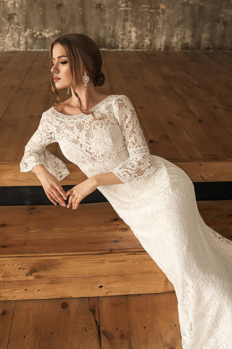 Magical Eternity Lace Mermaid Wedding Dress | Jewelclues | #color_ivory