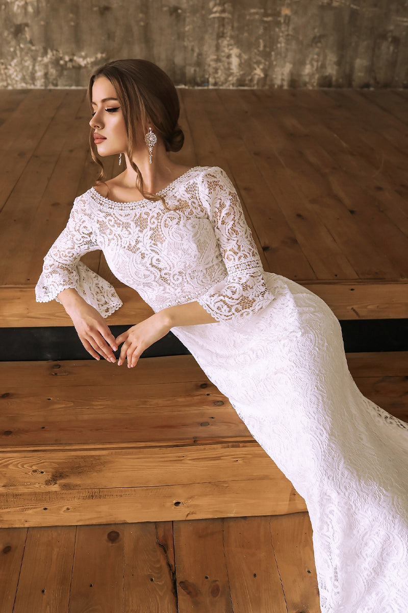 Magical Eternity Lace Mermaid Wedding Dress | Jewelclues | #color_white