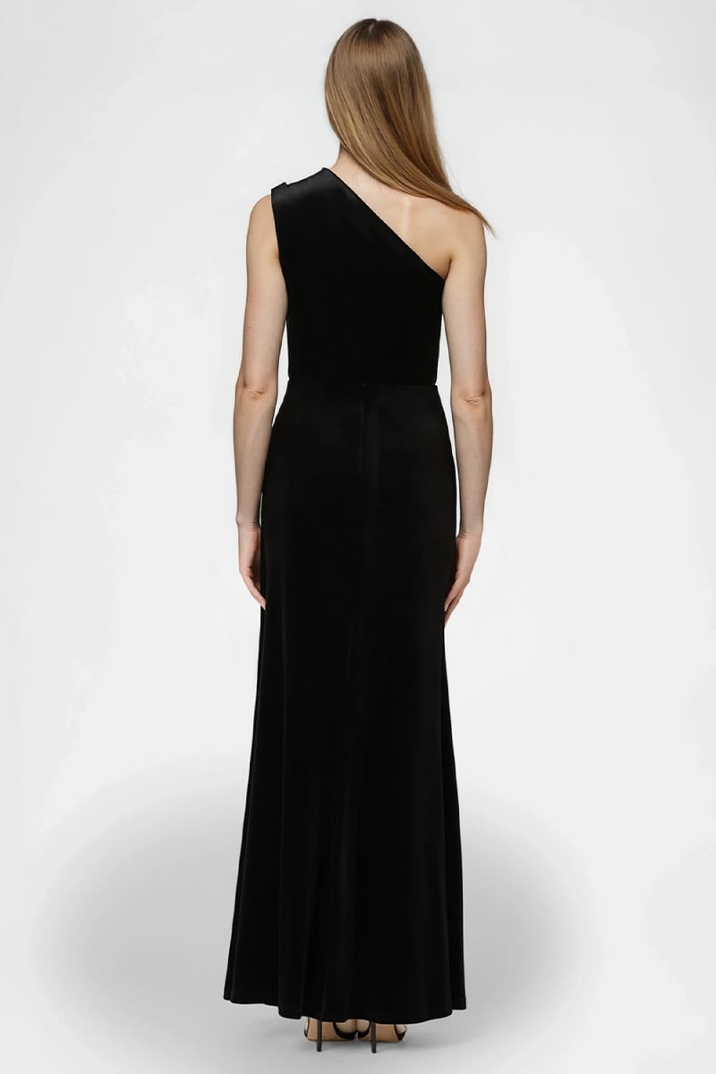 Marcella One-Shoulder Velvet Gown | Jewelclues