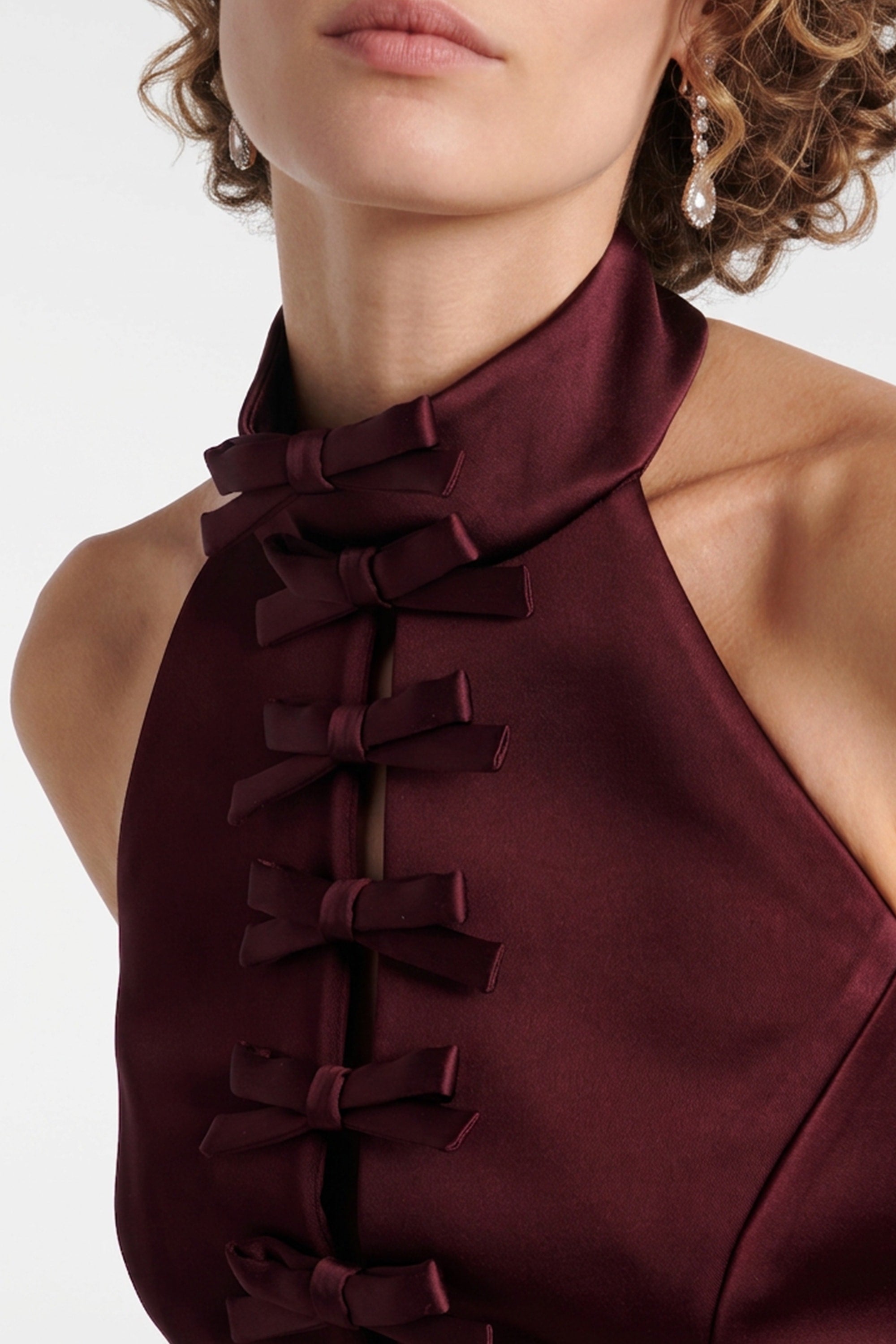 Maribel Bow Satin Midi Dress | JewelClues