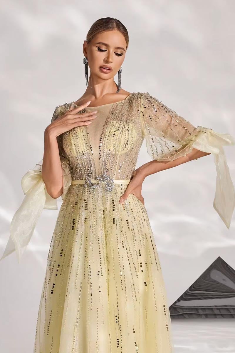 Mesmerizing Allure Beaded Maxi Dress | Jewelclues #color_buttermilk