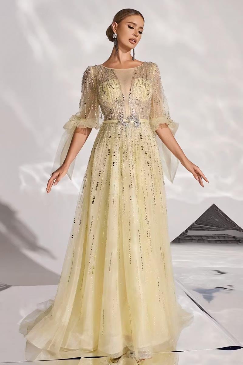 Mesmerizing Allure Beaded Maxi Dress | Jewelclues #color_buttermilk