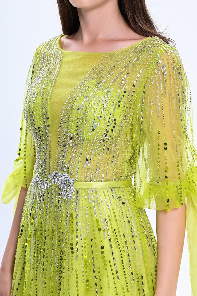 Mesmerizing Allure Beaded Maxi Dress | Jewelclues #color_chartreuse