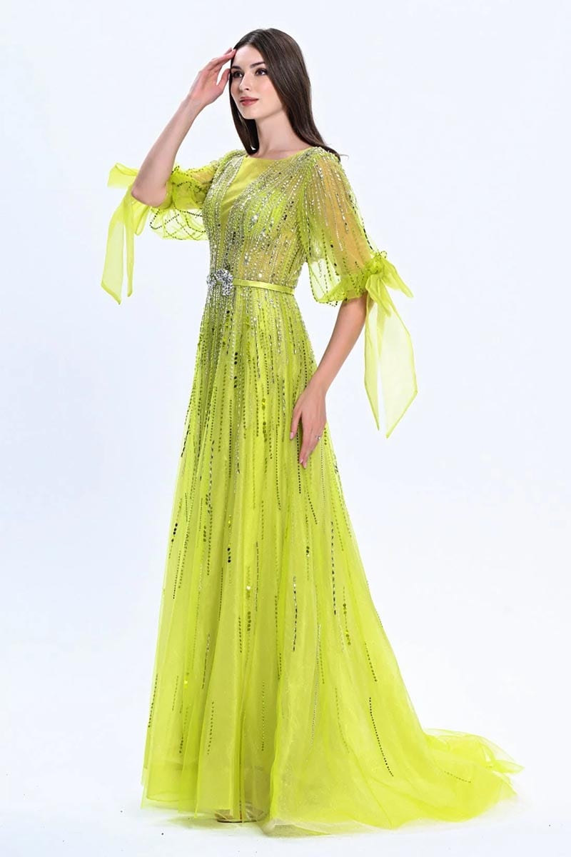 Mesmerizing Allure Beaded Maxi Dress | Jewelclues #color_chartreuse