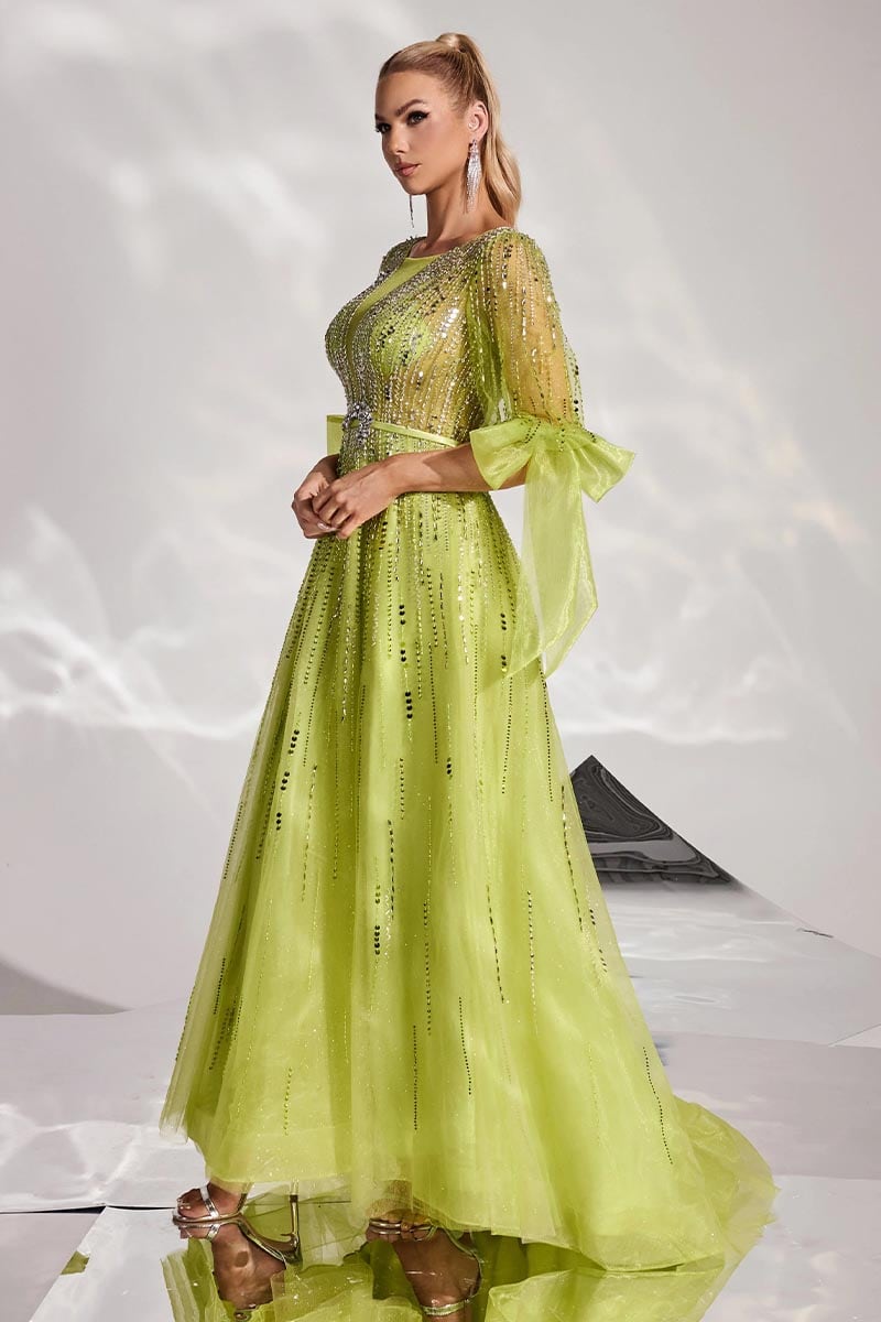 Mesmerizing Allure Beaded Maxi Dress | Jewelclues #color_chartreuse