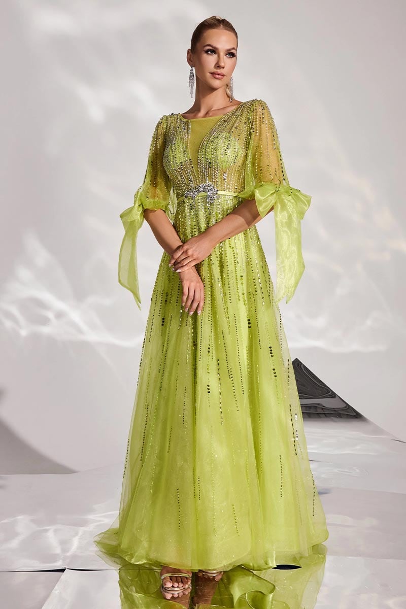 Mesmerizing Allure Beaded Maxi Dress | Jewelclues #color_chartreuse