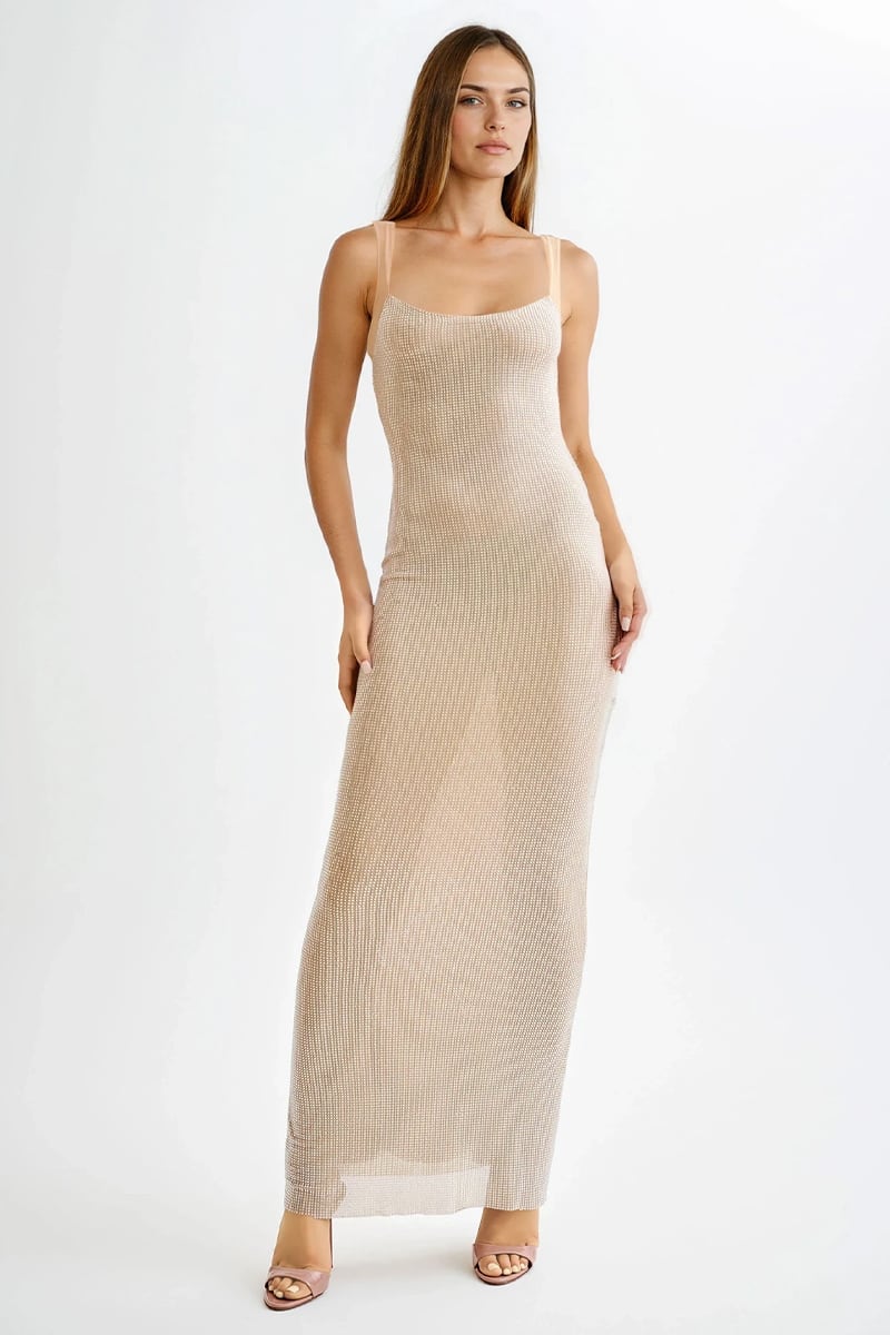  Midnight Allure Backless Maxi Dress | Jewelclues #color_champagne