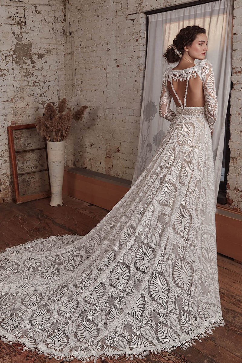 Mijas Ethereal Lace Wedding Dress | Jewelclues