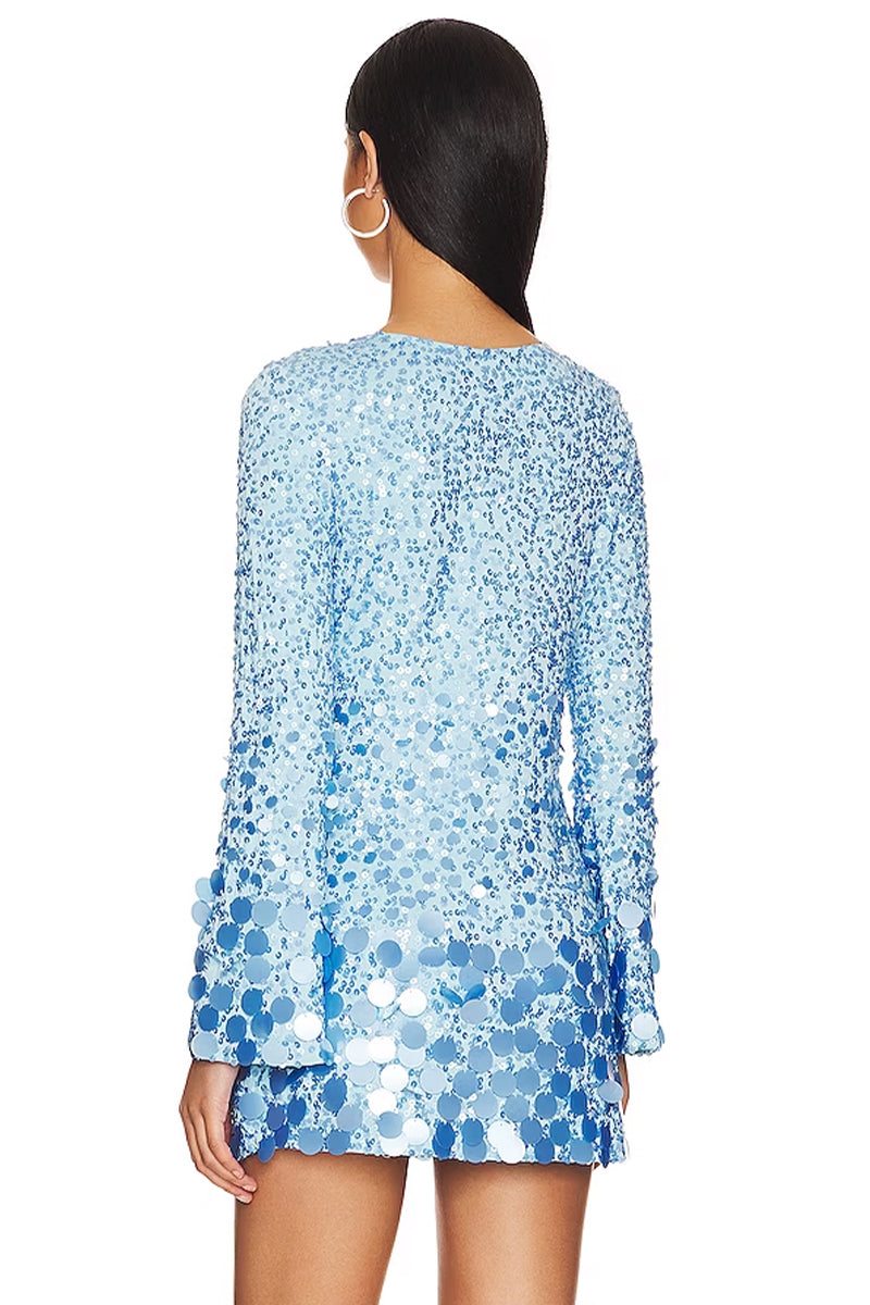 Mila Sky Blue Sequin Mini Dress | Jewelclues