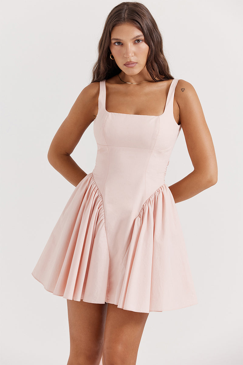 Monterey Cypress White Bow Mini Dress | Jewelclues | #color_pink