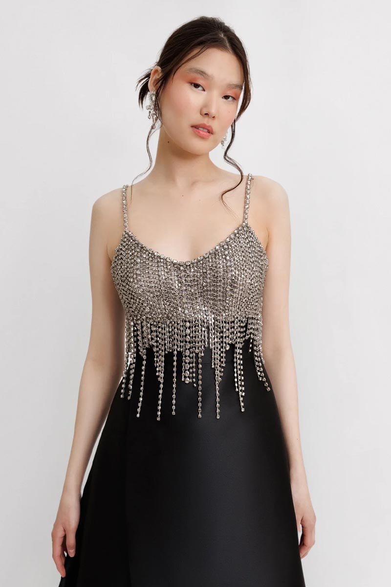 Moonlight Crystal Beaded Maxi Dress | Jewelclues