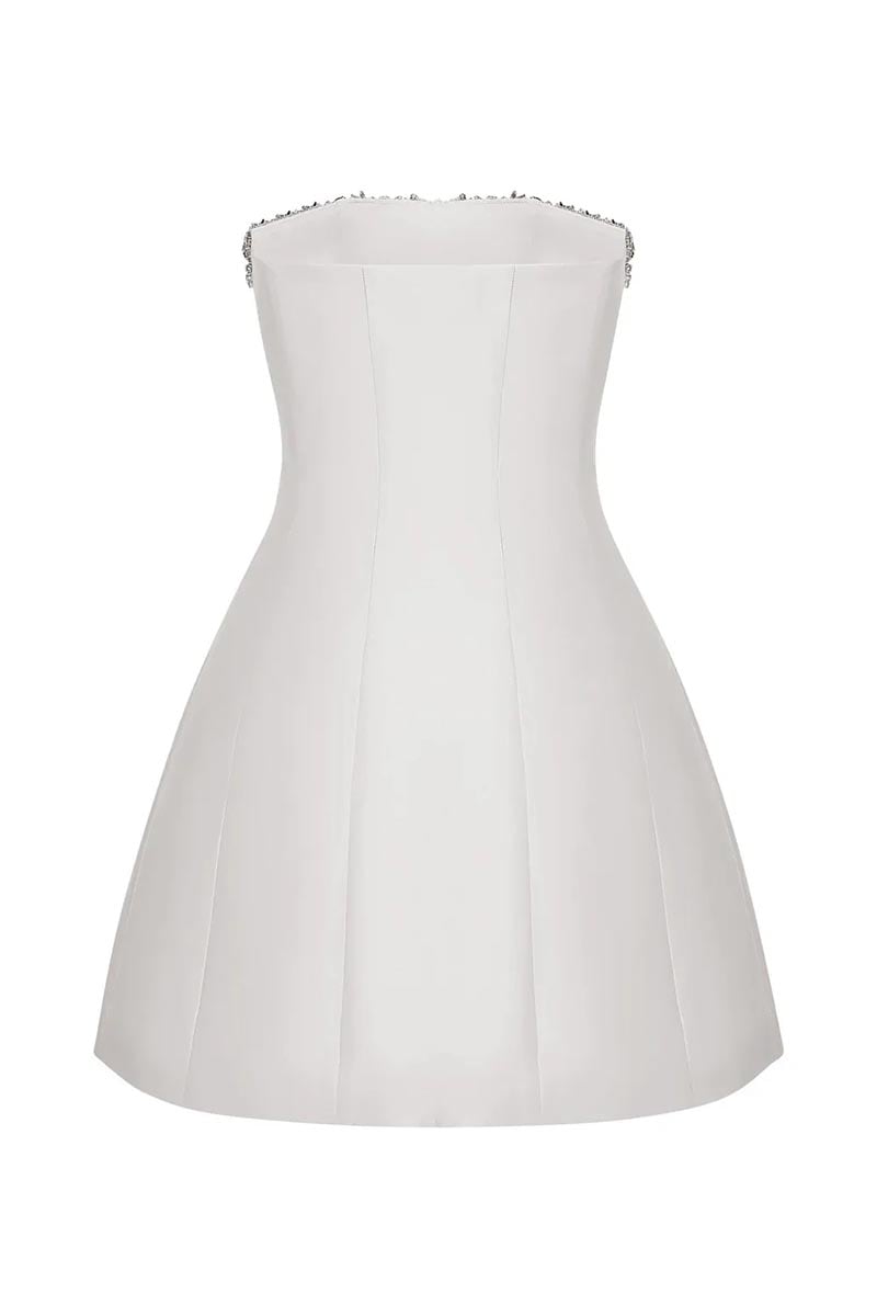 Moonlit Allure Strapless Mini Dress | Jewelclues #color_white