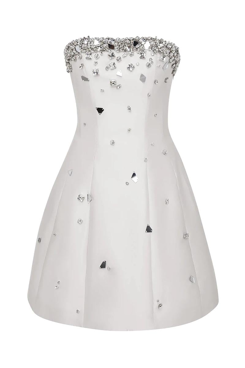 Moonlit Allure Strapless Mini Dress | Jewelclues #color_white