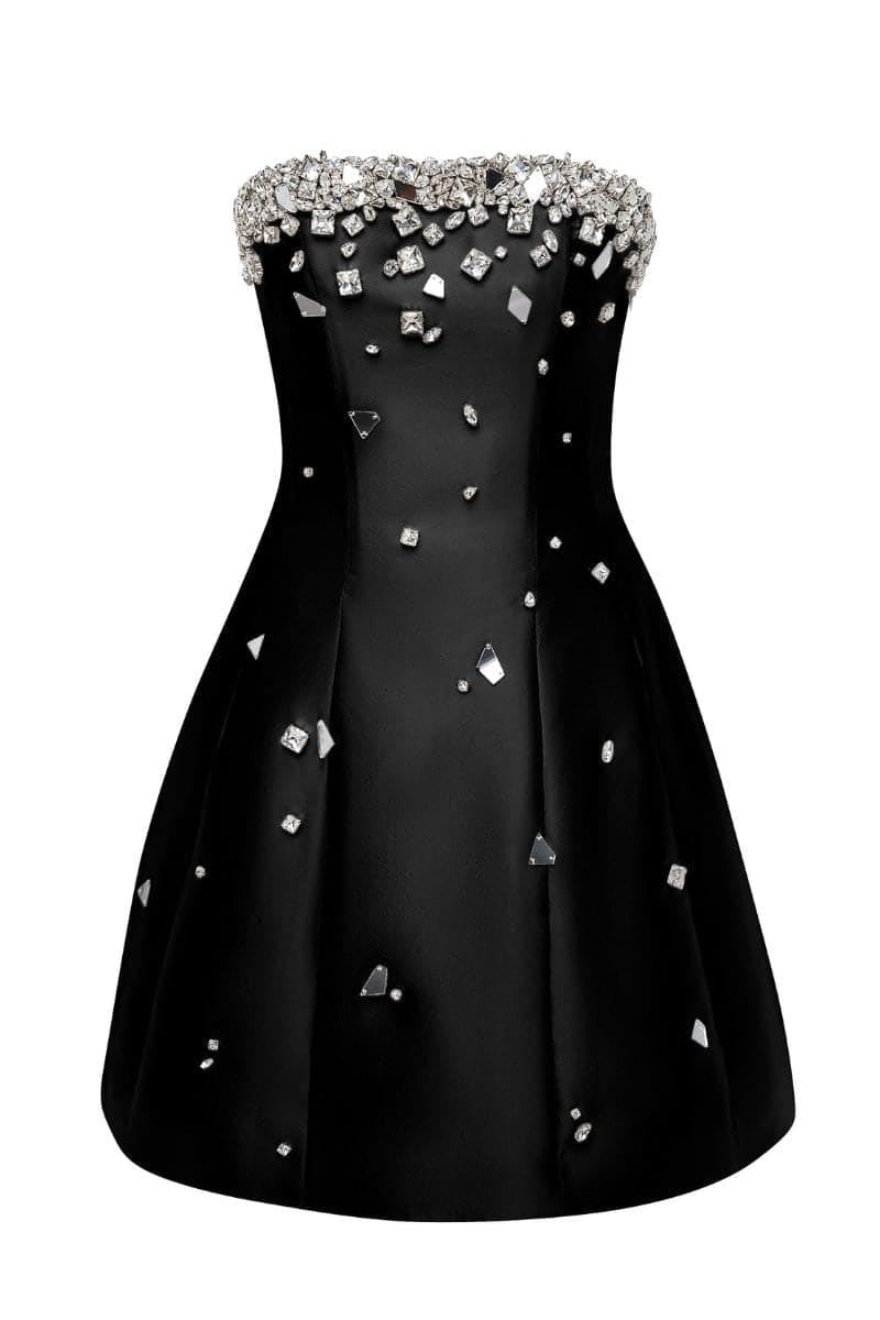 Moonlit Allure Strapless Mini Dress | Jewelclues #color_black