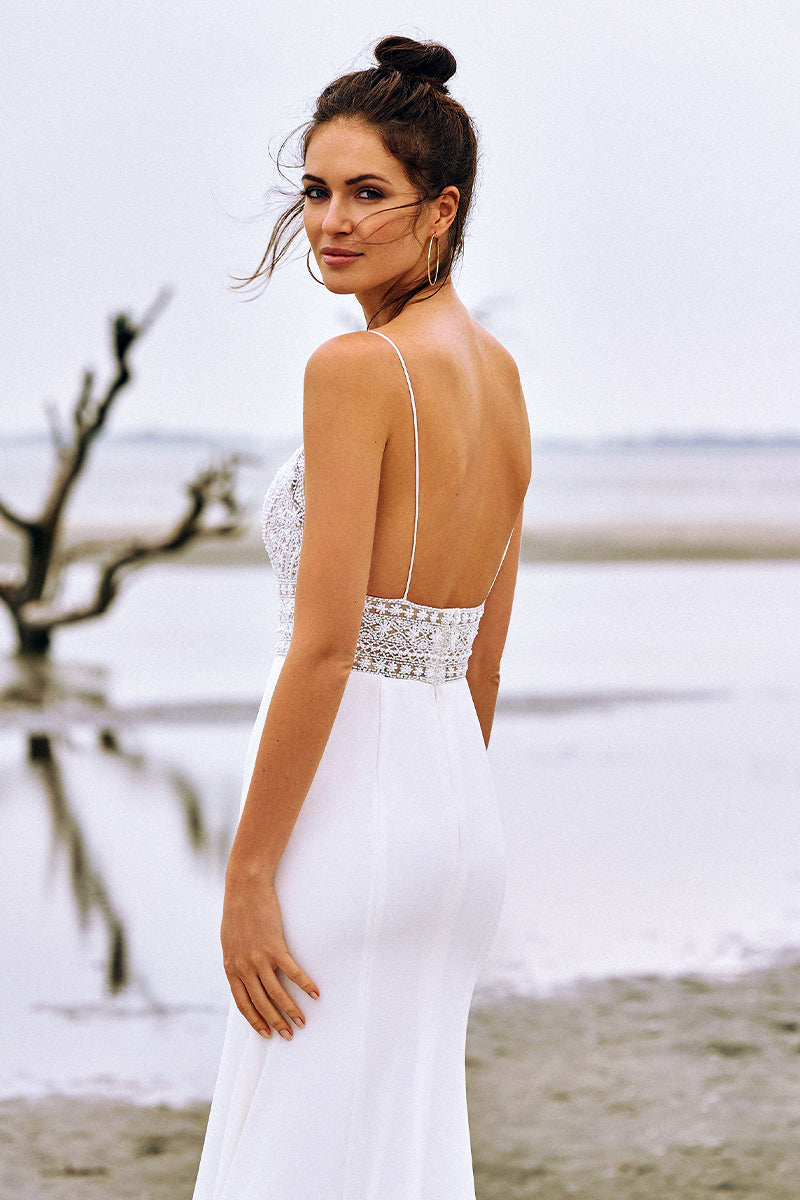 Nassau Bohemian Wedding Dress | Jewelclues | #color_white