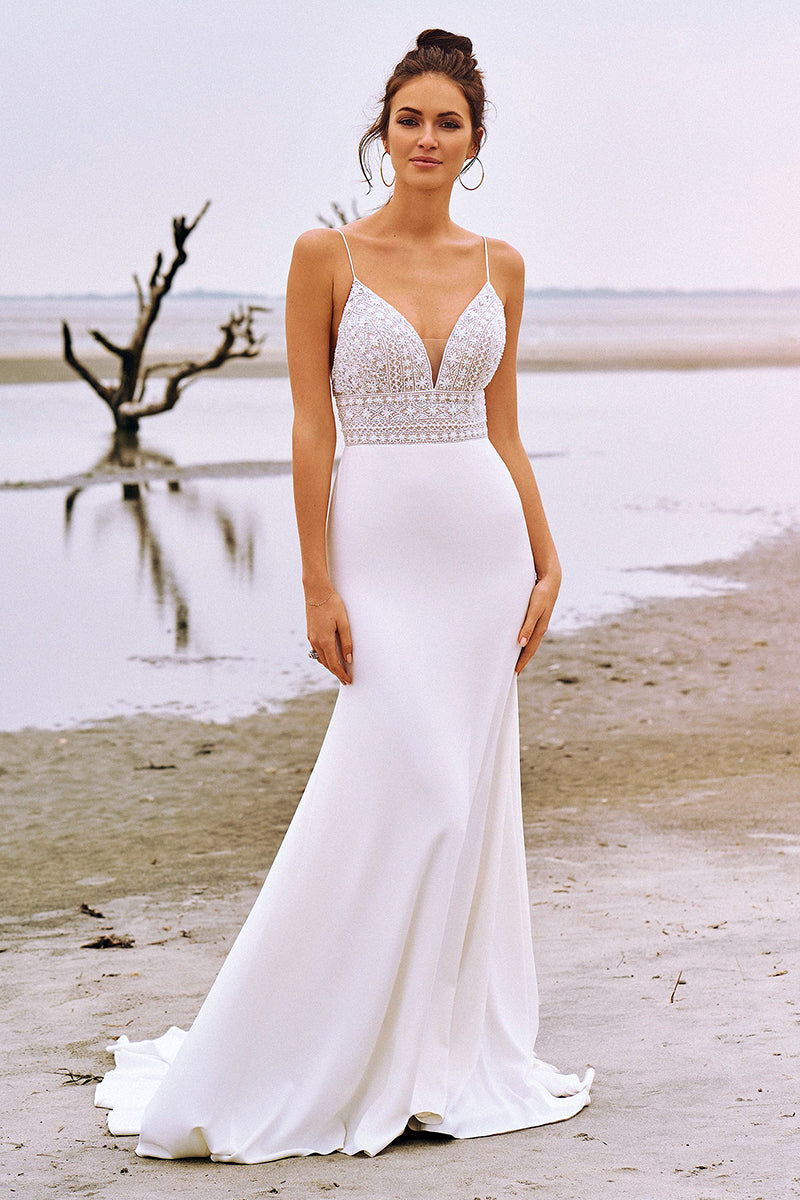 Nassau Bohemian Wedding Dress | Jewelclues | #color_white