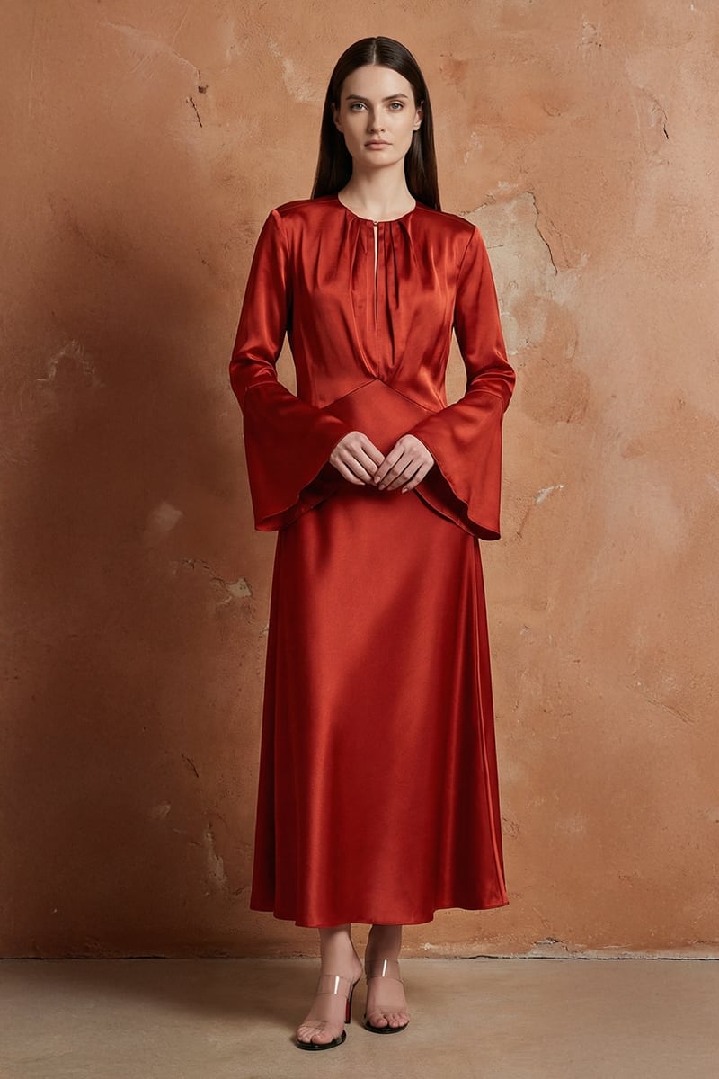 Nellie Satin Midi Dress | JewelClues