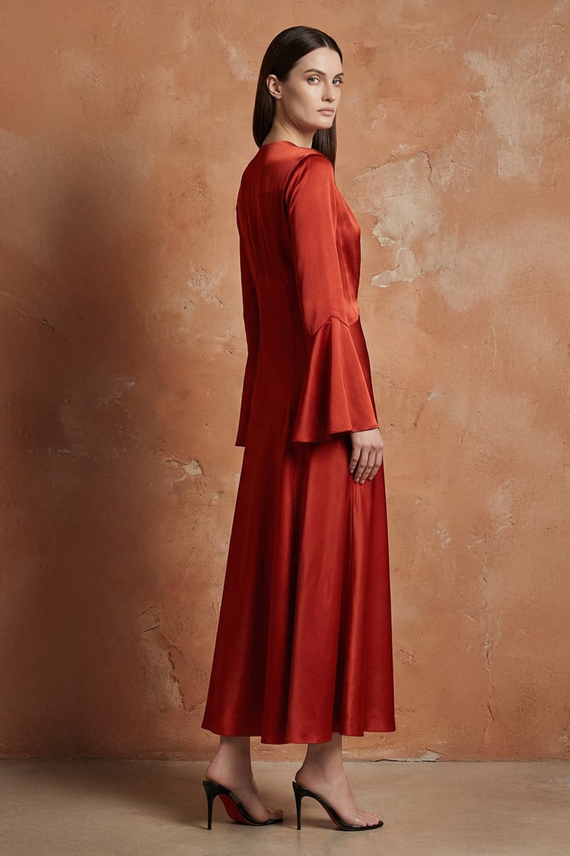 Nellie Satin Midi Dress | JewelClues