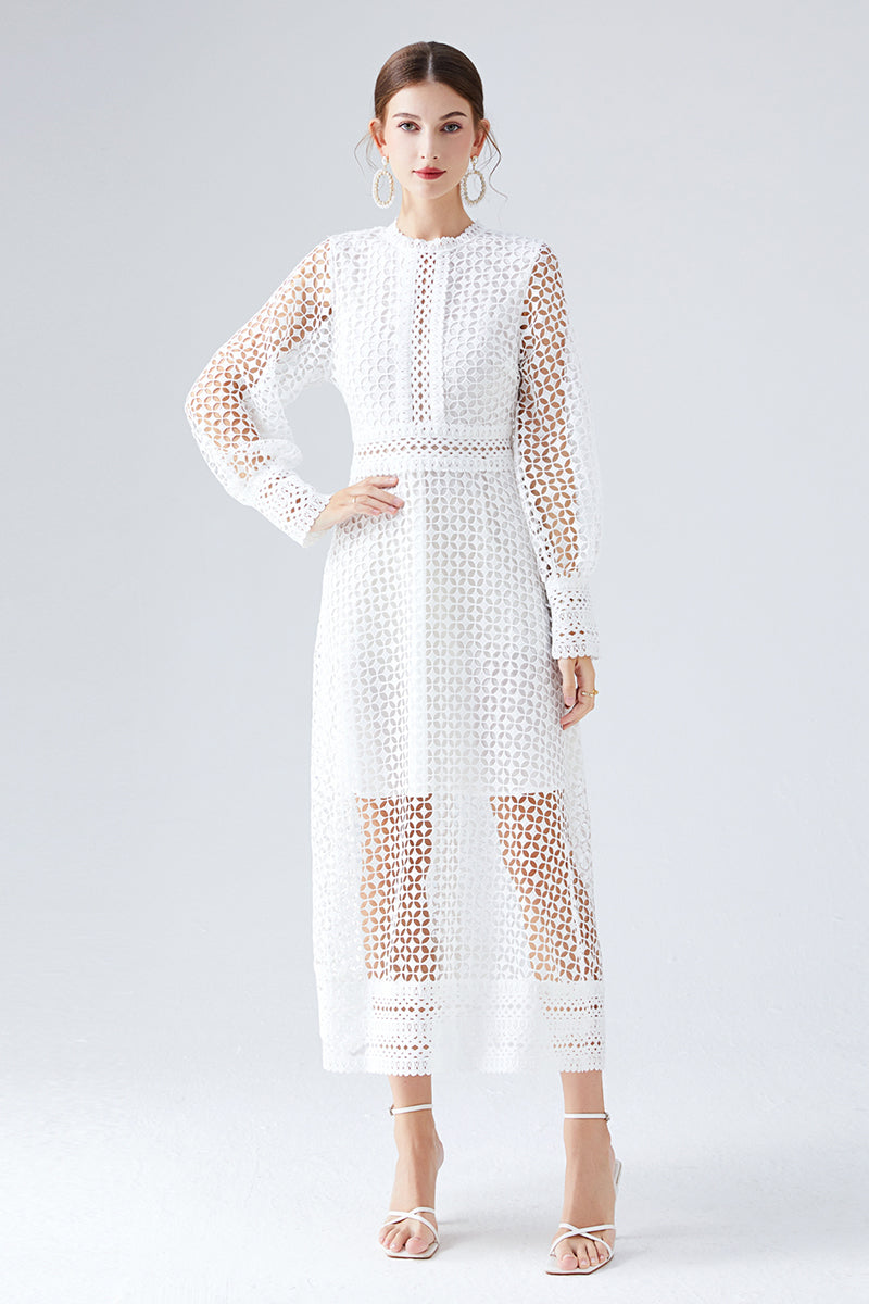 Normandy Lace Midi Dress | Jewelclues | #color_white