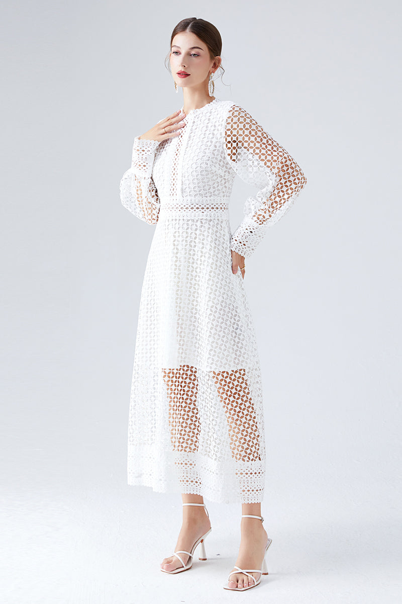 Normandy Lace Midi Dress | Jewelclues | #color_white