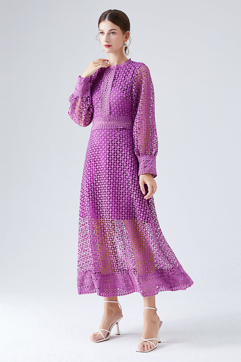 Normandy Lace Midi Dress | Jewelclues | #color_purple