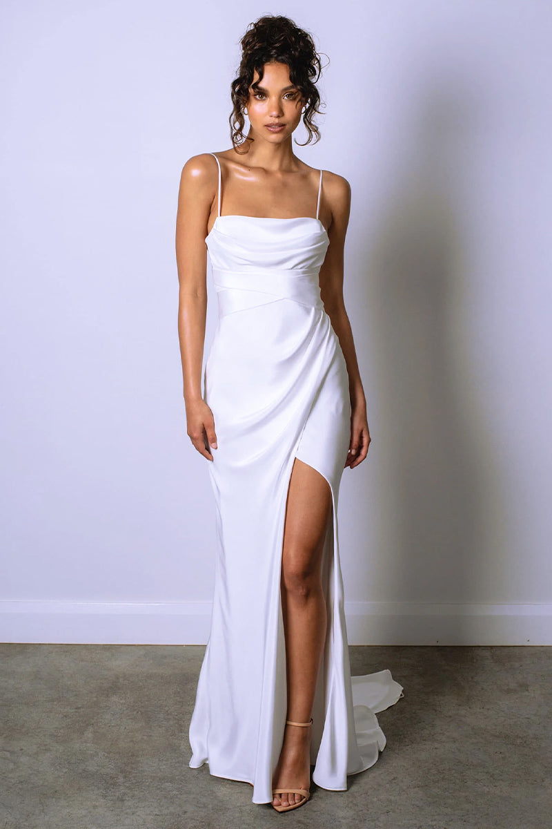 Now and Always Satin Wedding Dress | Jewelclues | #color_white