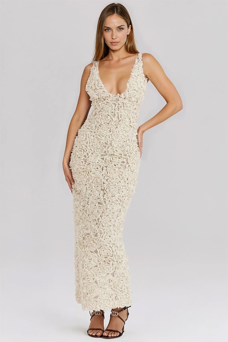 Odette 3D Floral Maxi Dress | Jewelclues