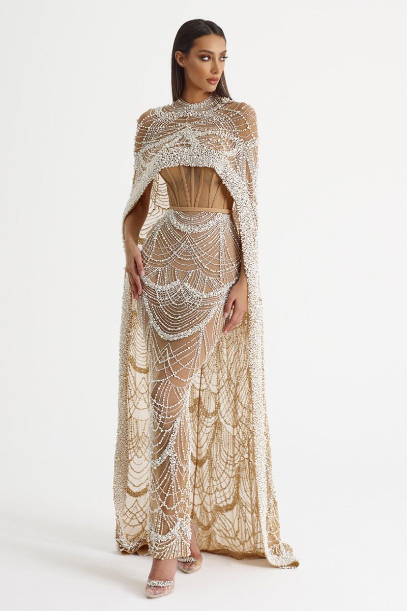 Olivia Pearl Embellished Maxi Dress | Jewelclues