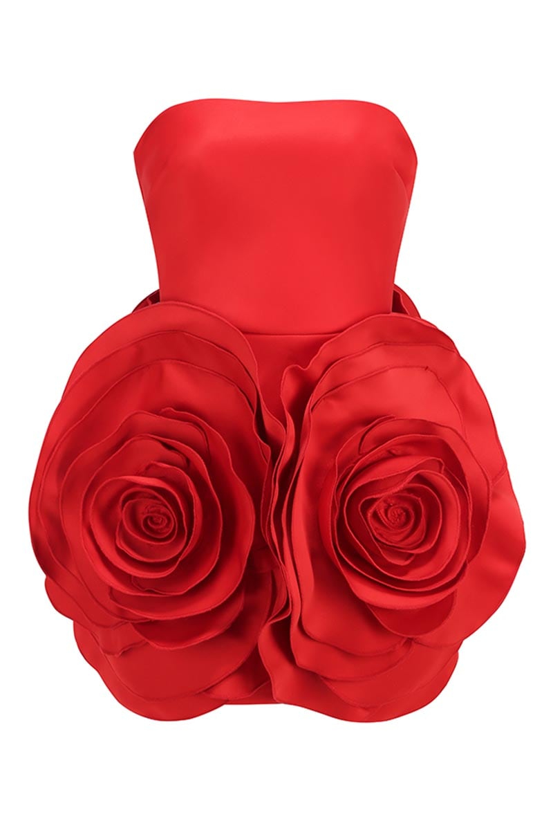 Olivia Strapless 3D Floral Mini Dress | Jewelclues