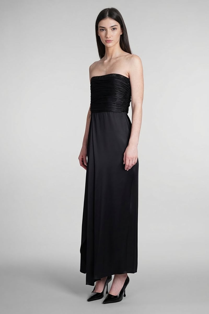 Opal Studded Strapless Satin Gown | JewelClues
