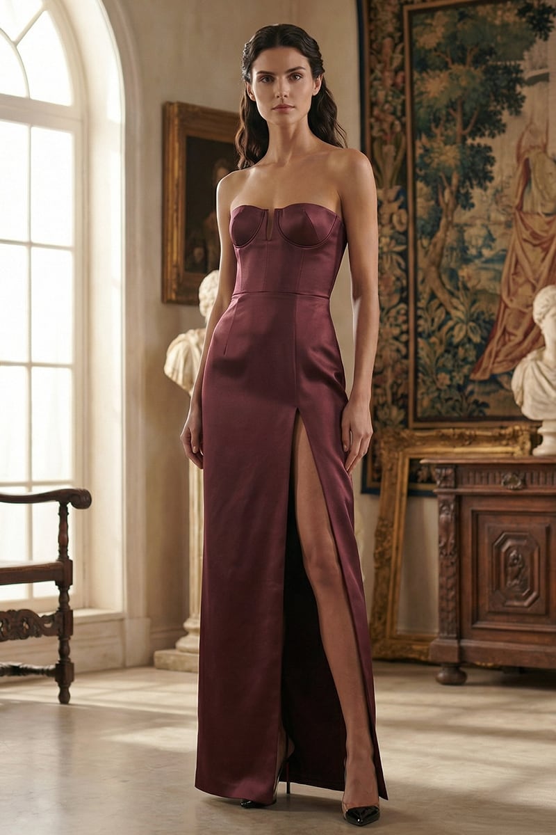 Oriana Strapless Satin Gown | JewelClues