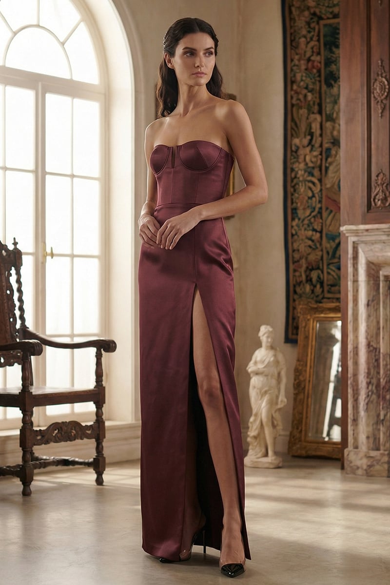 Oriana Strapless Satin Gown | JewelClues
