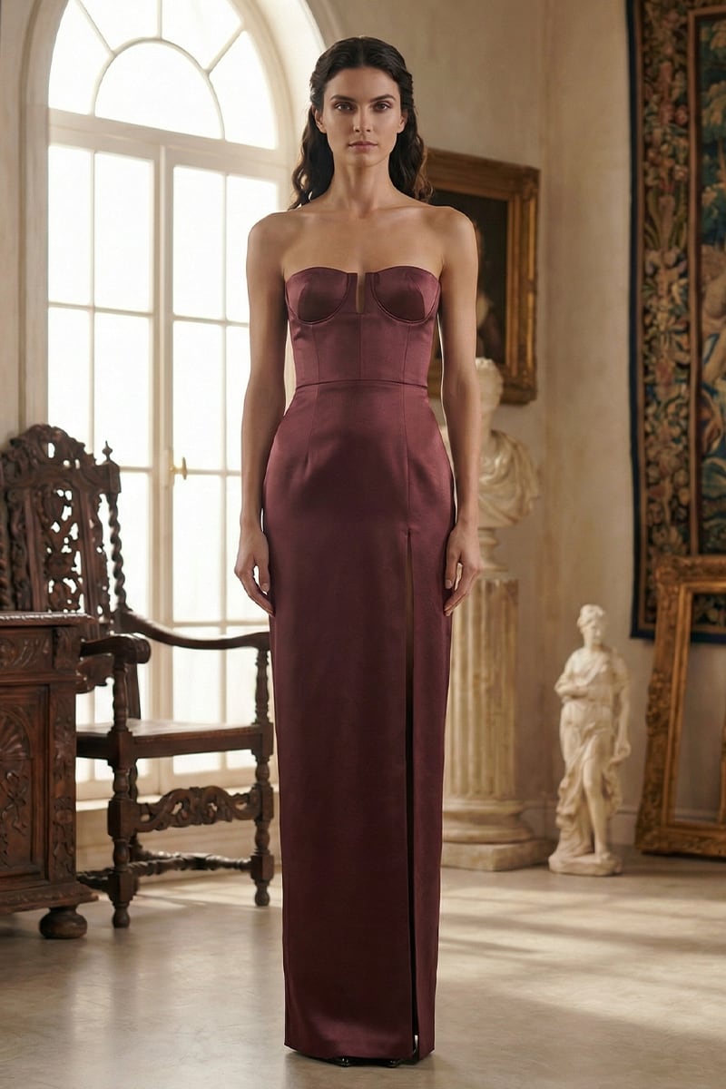 Oriana Strapless Satin Gown | JewelClues